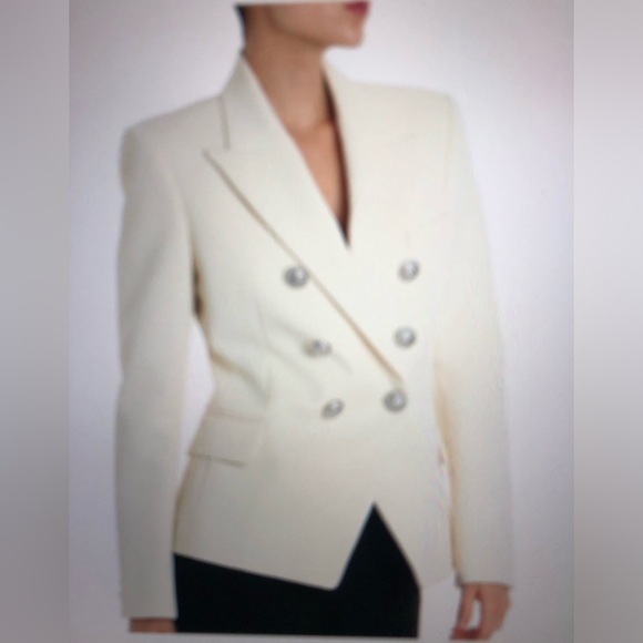Balmain Jackets & Blazers - NWT Balmain  Cream Double- Breasted Blazer with Silver Buttons. Size 34.